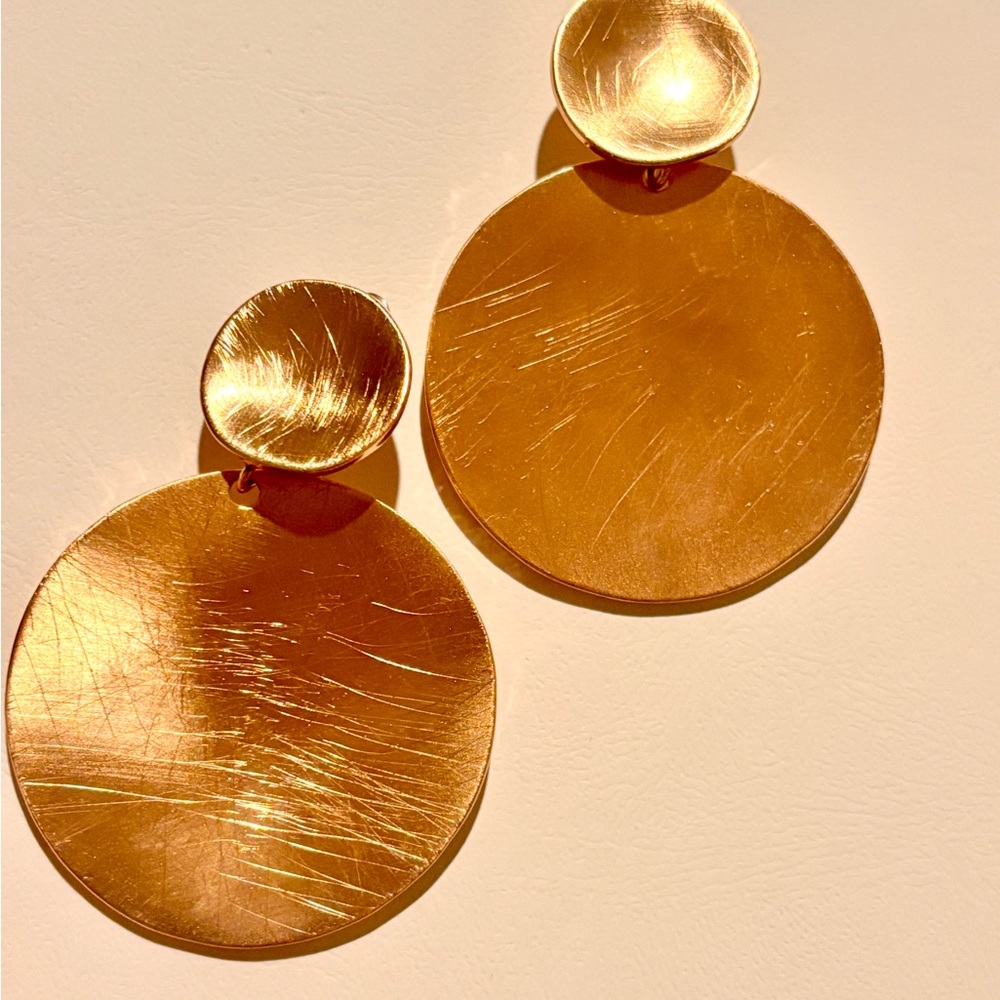 Gold Disc Drop Earrings - Women Jewelry